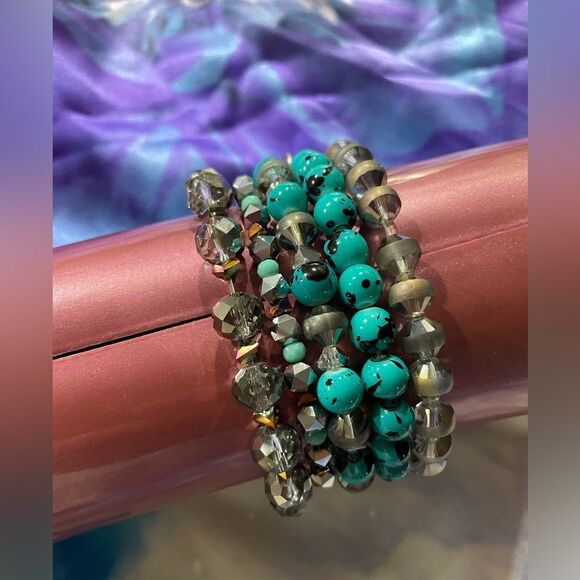 Erimish Bracelets Stack Turquoise & Silver - Picture 2 of 4